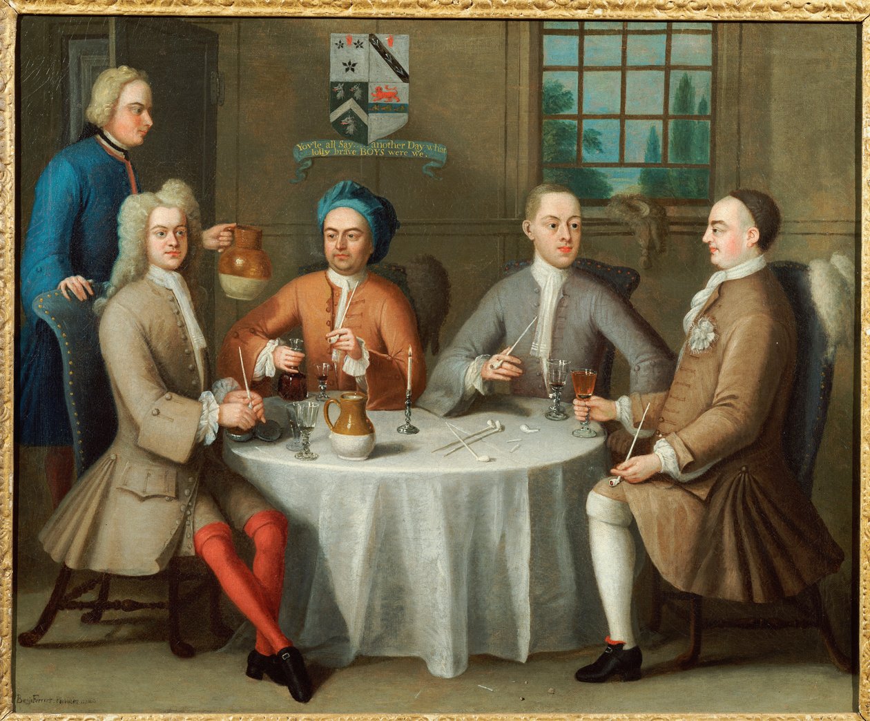 Sir Thomas Sebright, Sir John Bland ve İki Arkadaşın Bir Grup Portresi, 1723 by Benjamin Ferrers