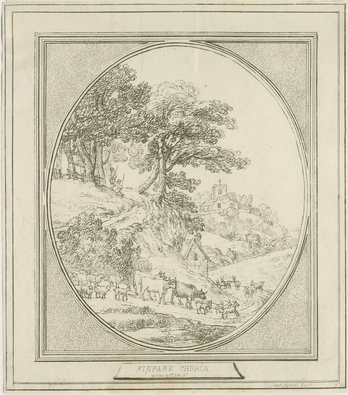 Kinver Kilisesi: gravür ve [?18. yüzyıl] by Benjamin Green
