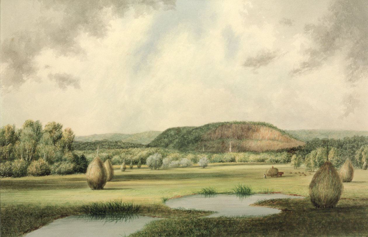 West Rock, New Haven, Connecticut, c.1854-60 (kağıt üzerinde wc) by Benjamin H. Coe