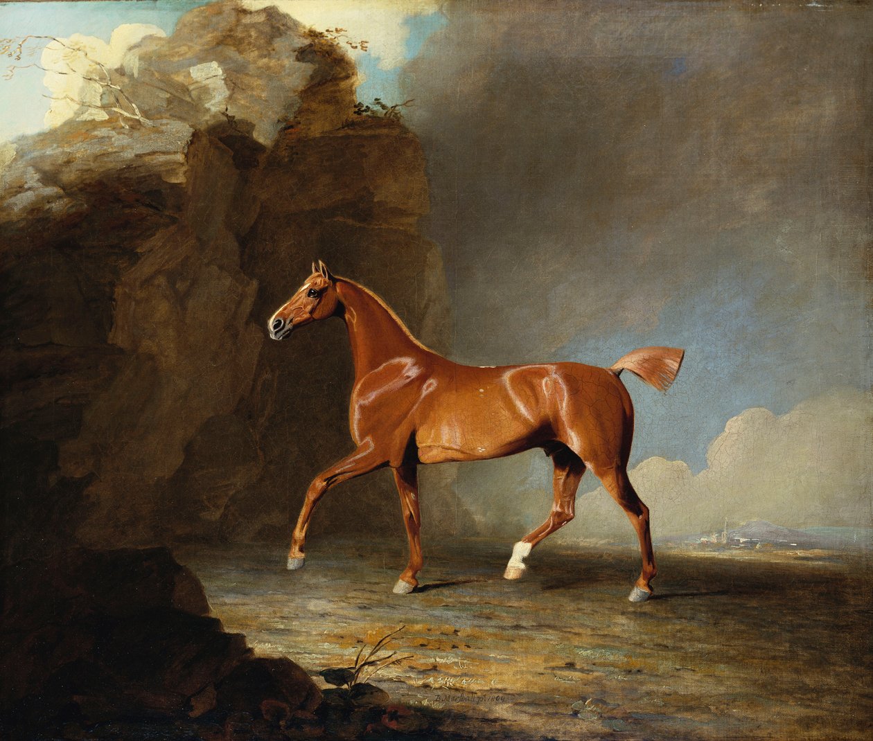 Bir Kaya Oluşumu Tarafından Altın Kestane Yarış Atı, 1800 by Benjamin Marshall