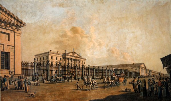İmparatorluğun Bankası, St. Petersburg, 1800 dolayları (suluboya ile gravür) by Benjamin Patersson