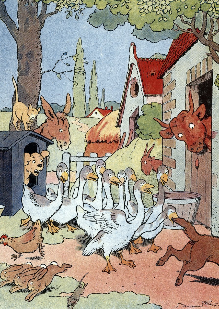 Toulouse Başkenti'ndeki kazlar, bir Galya saldırısına karşı alarm veriyor by Benjamin Rabier