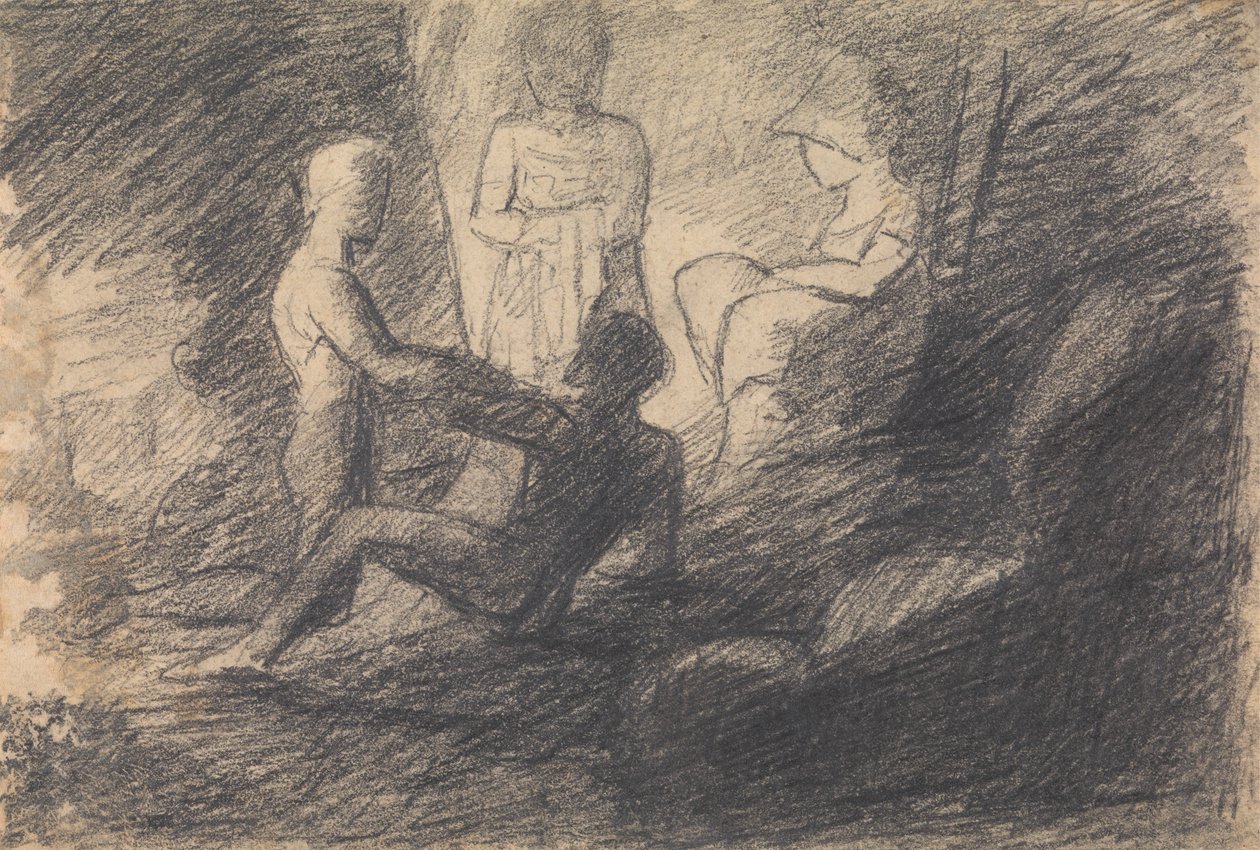 Bir Mağaradaki Figürlerin İncelenmesi by Benjamin Robert Haydon