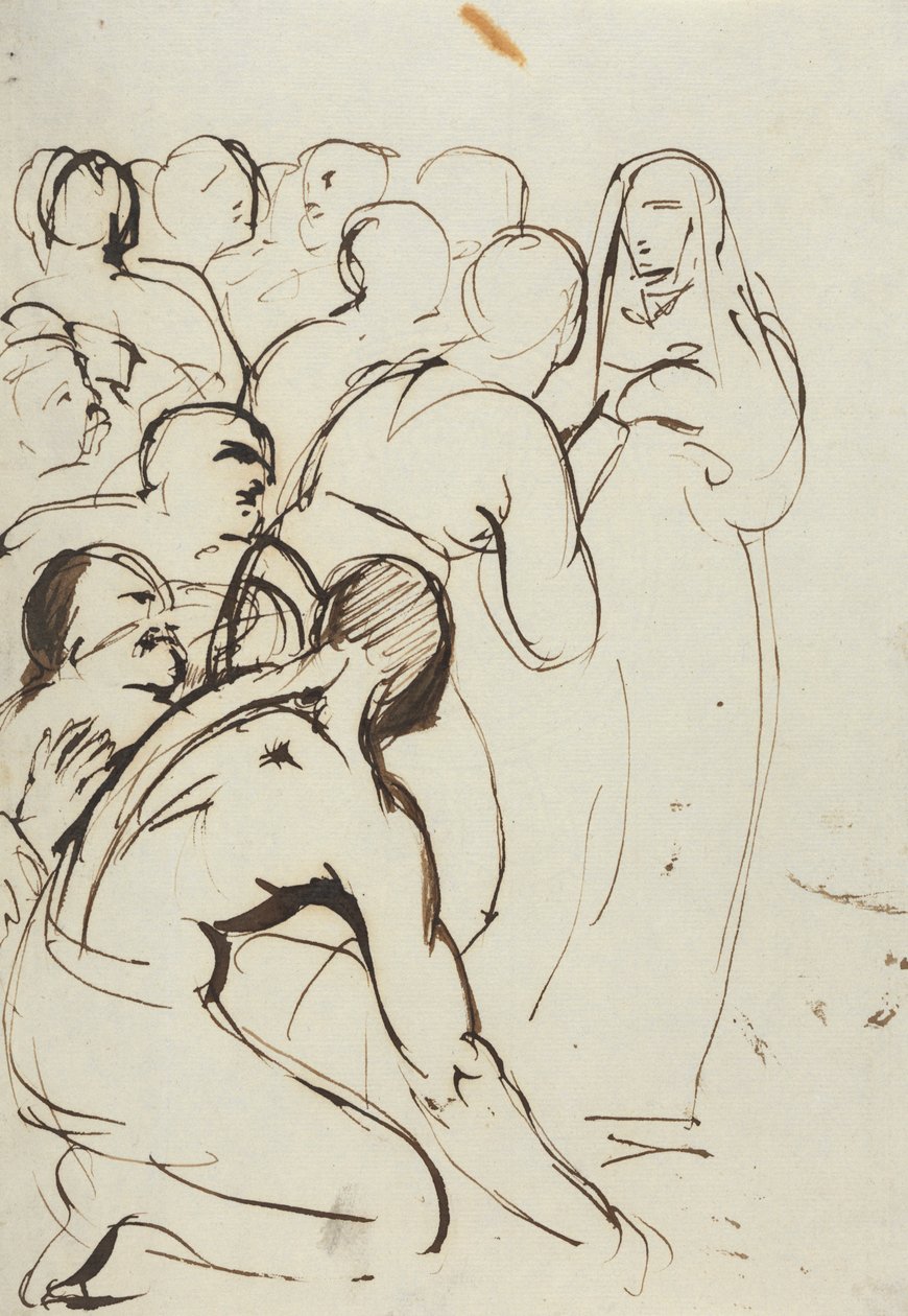 Bir Grup Figürün İncelenmesi, Diz Çömelmiş ve Ayakta Durmuş by Benjamin Robert Haydon