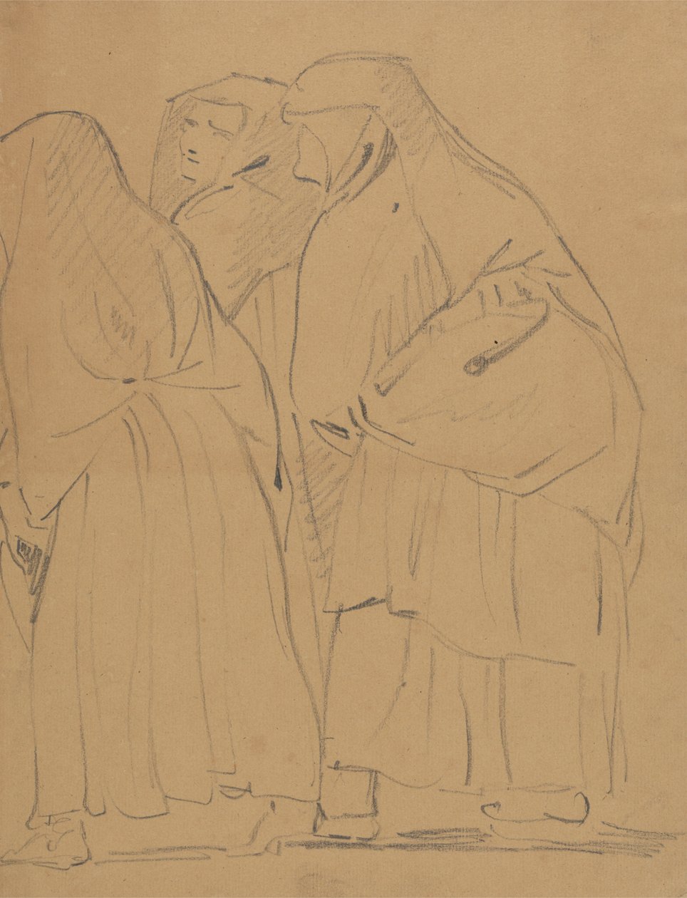 Bir Grup Cübbeli, Ayakta Duran Figürlerin İncelenmesi by Benjamin Robert Haydon