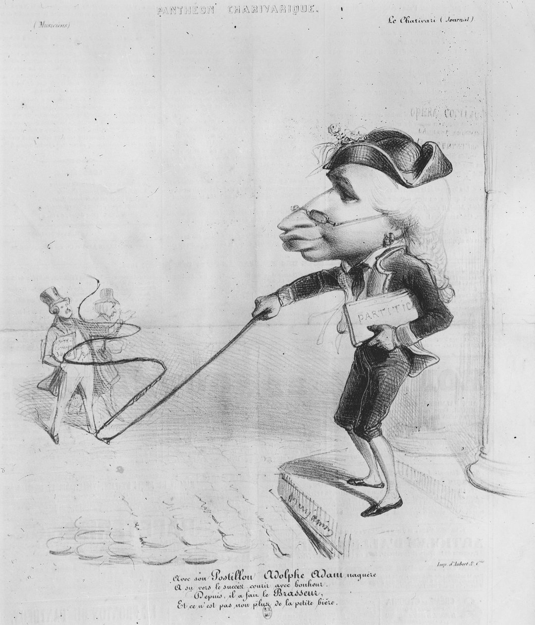 Pantheon Charivarique'den Adolphe Adam'ın (1803-56) karikatürü by Benjamin Roubaud
