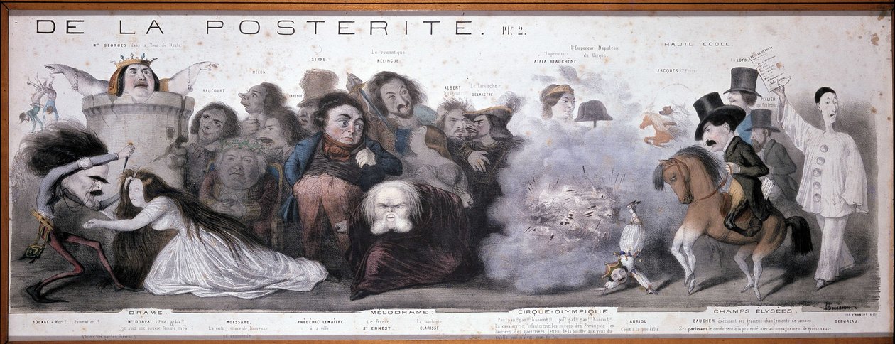 Le grand chemin de la posterity: trajedi ve komedinin temsili (Dorval, vb...) - Litografi, Benjamin Roubaud, Maison de Balzac, Paris by Benjamin Roubaud