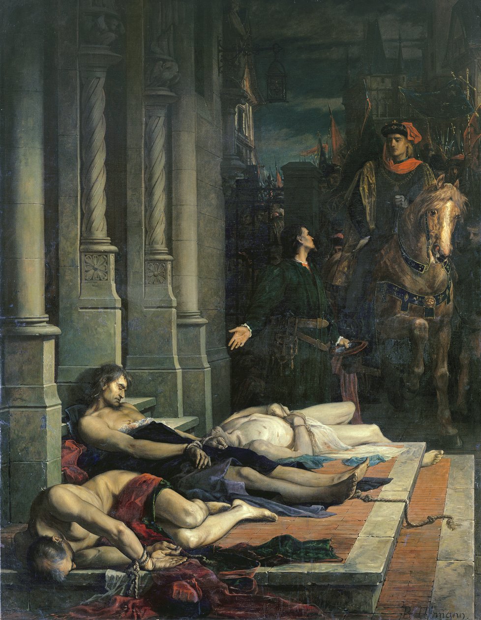 Etienne Marcel'in Cesedi (c.1316-58), Fransa'dan Dauphin Charles'a (1338-80), müstakbel Charles V, 2 Ağustos 1358 (tuval üzerine yağlı boya) by Benjamin Ulmann