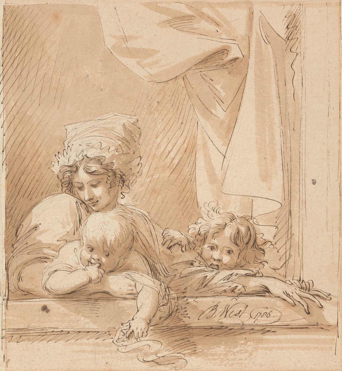 Bir Anne ve İki Çocuk by Benjamin West