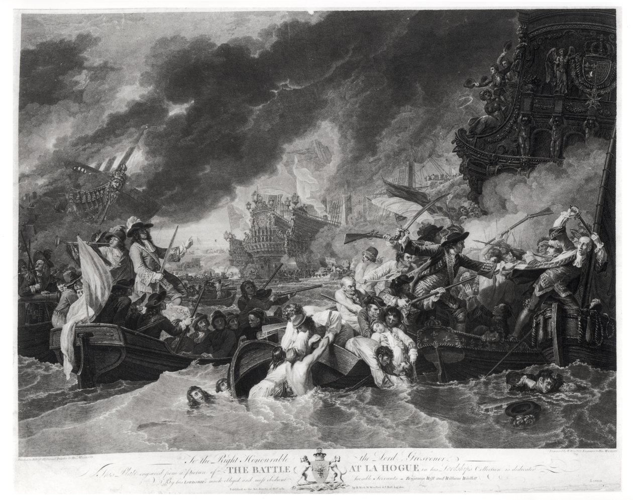 Lahey Muharebesi, 29 Mayıs 1692, William Woollett (1735-85) 1781 (aquatint) tarafından kazınmış by Benjamin West