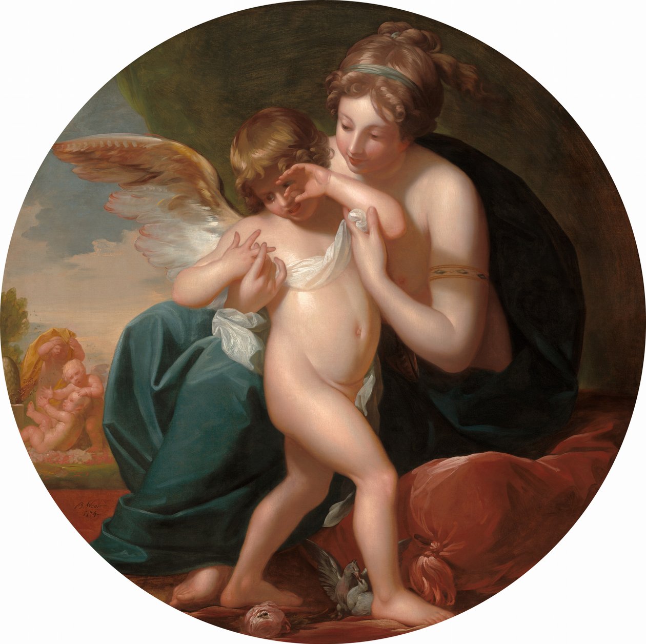 Arı Tarafından Sokulan Aşk Tanrısı, Annesi Tarafından Seviliyor, 1774. by Benjamin West