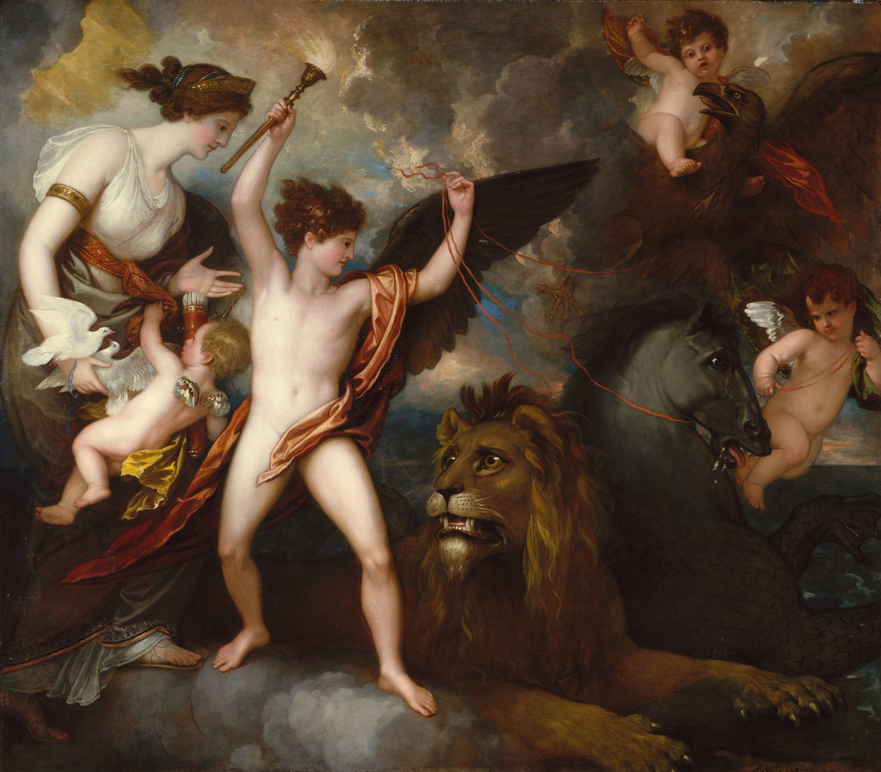 Omnia Vincit Amor veya Üç Elementte Aşkın Gücü by Benjamin West