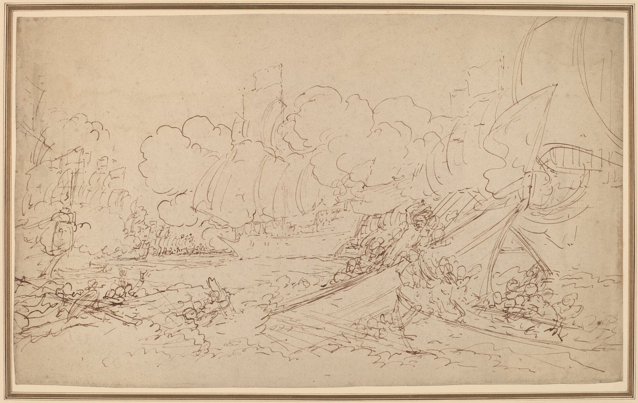 La Hogue Savaşı için Çalışma [recto] by Benjamin West