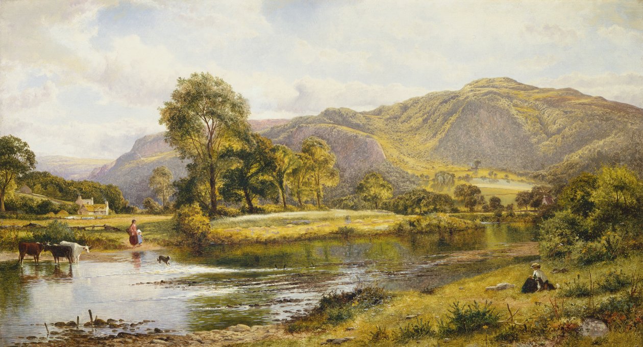 Conwy Nehri üzerinde, Kuzey Galler (tuval üzerine yağlı boya) by Benjamin Williams Leader