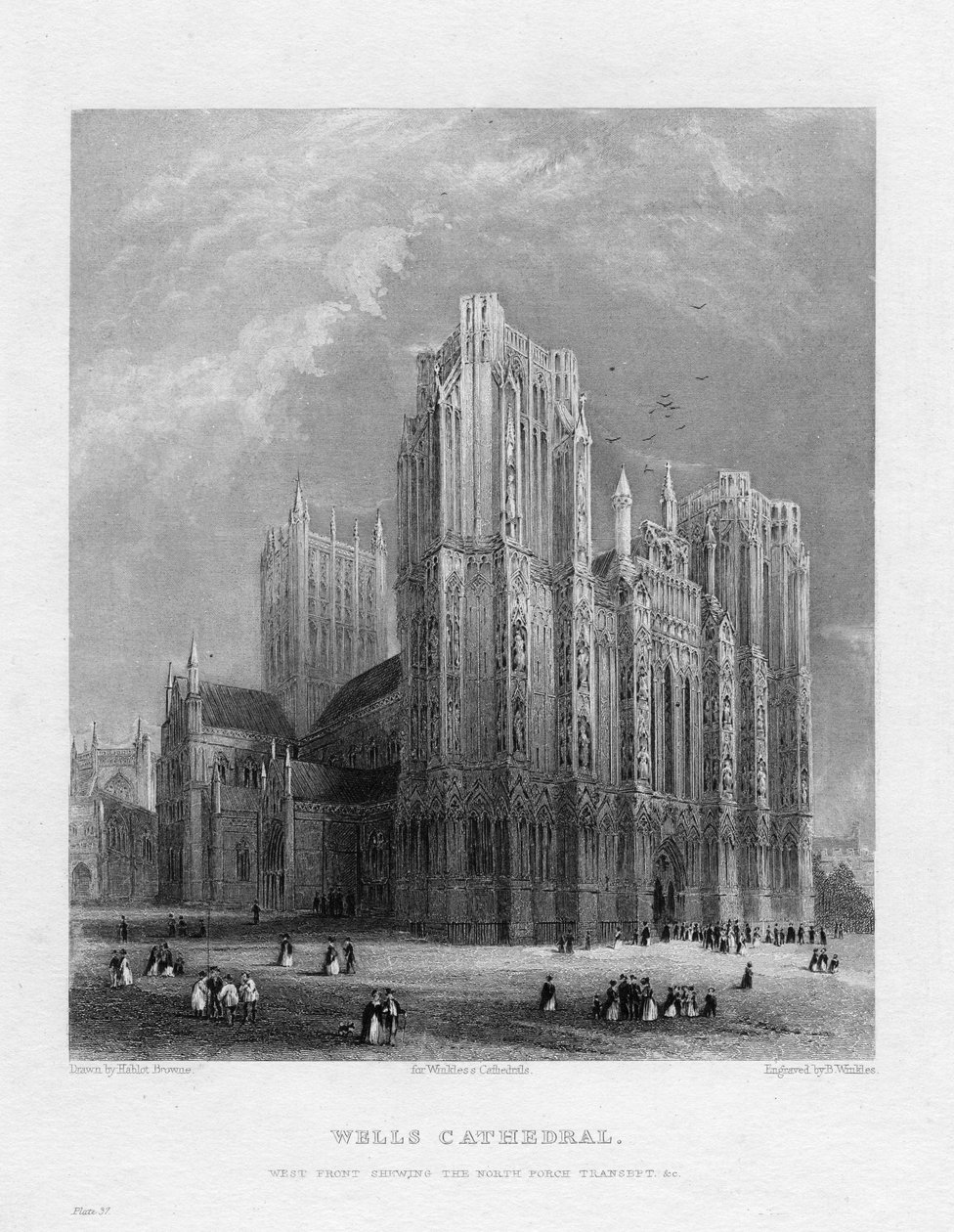 Wells Katedrali, Somerset, c1860 by Benjamin Winkles