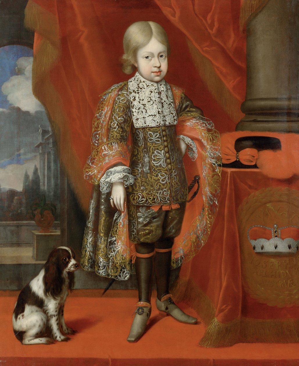 Gelecekteki imparator Joseph I 1678-1711, altı yaşında bir köpekle, 1684, 1684 by Benjamin von Block
