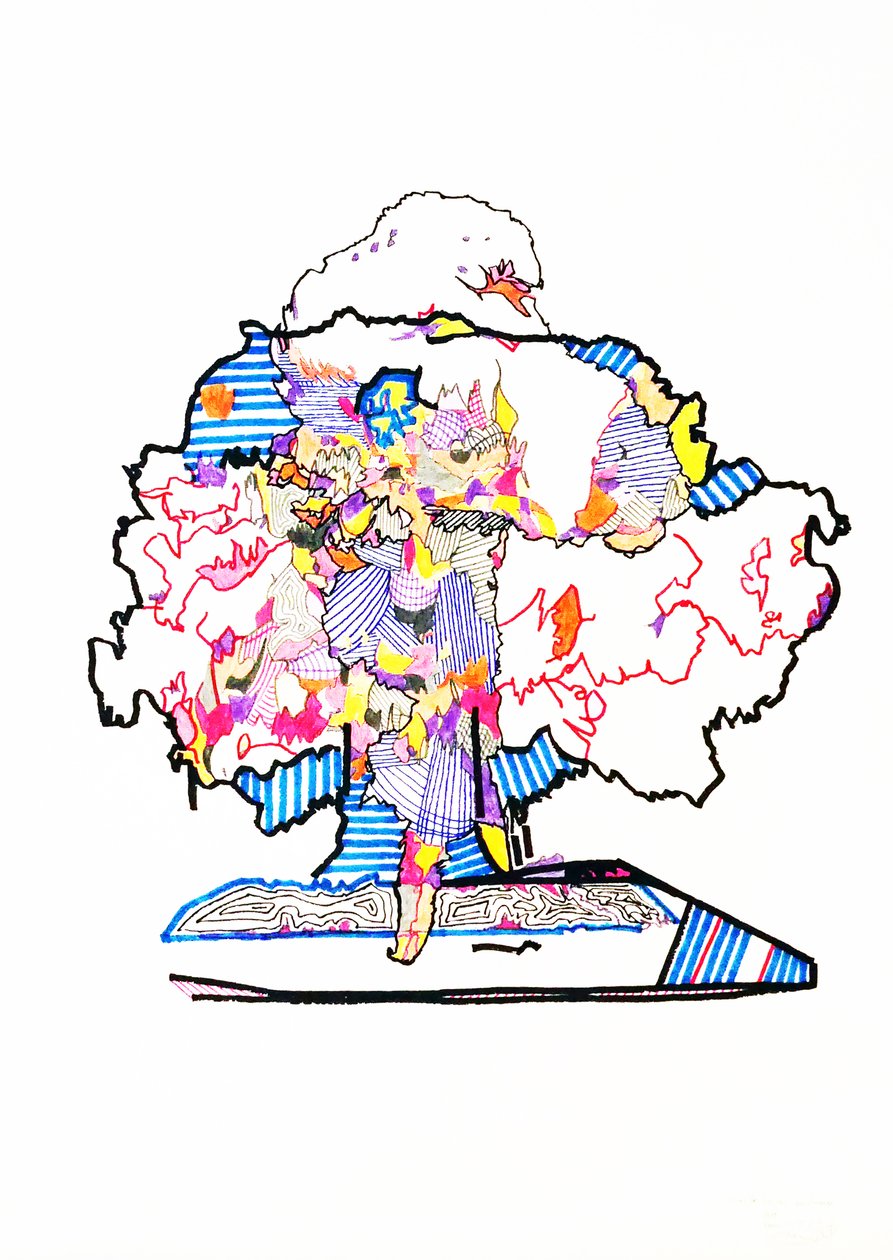 Double essai atomik, 2019 (kağıt üzerine mürekkep) by Benoit Erwann Boucherot