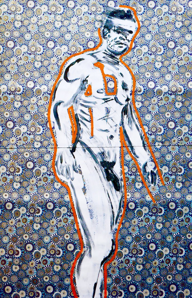 Masculin japonais 4, 2020 (serigrafi baskılı Japon kağıdı üzerine akrilik) by Benoit Erwann Boucherot