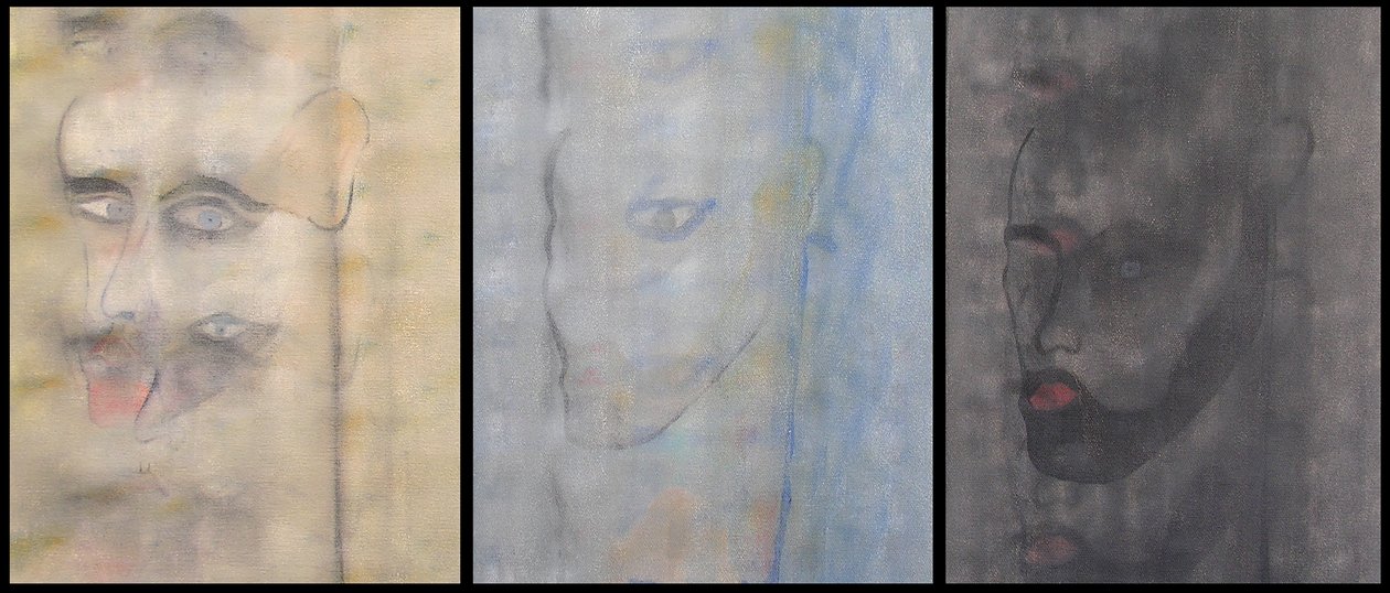 Üçlü otoportre, 2000 (yan yana 3 tuval üzerine yağlıboya) by Benoit Erwann Boucherot
