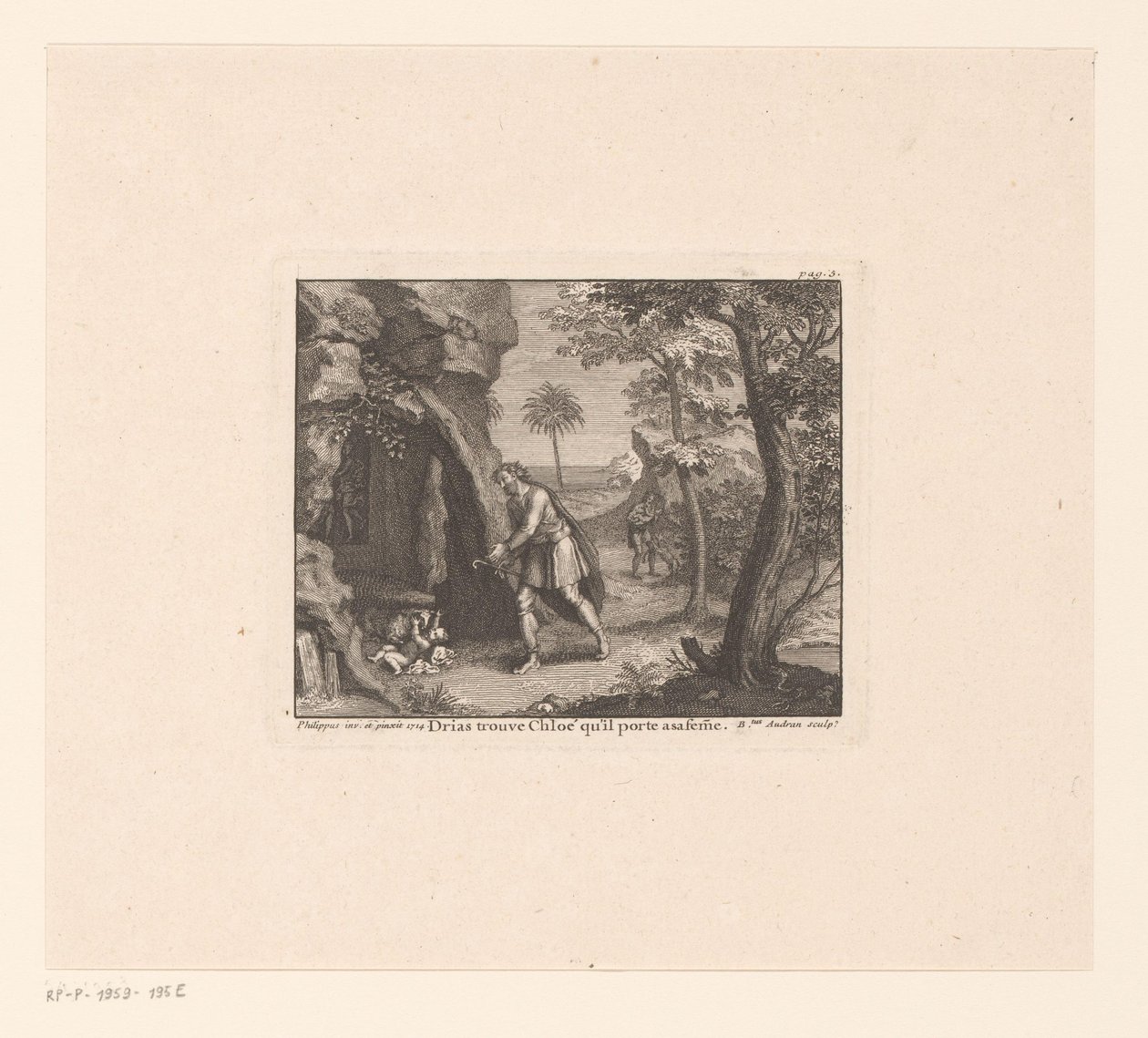 Chloë, Dryas'ı taşır gevonden Drias, karısına taşıdığı Chloé'yi bulur (nesnedeki başlık) by Benoît Audran (I)