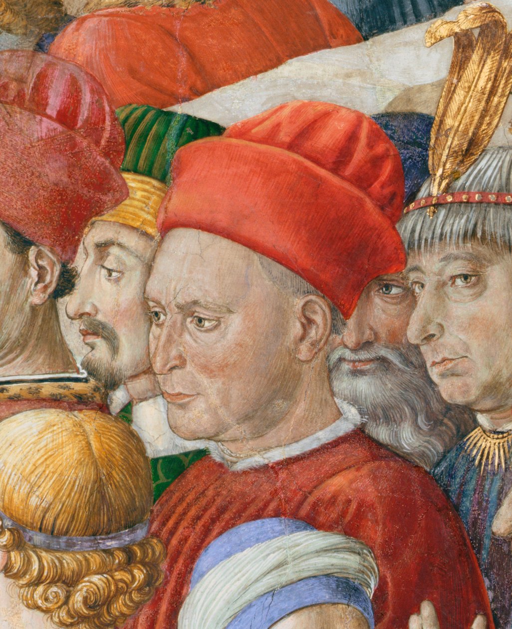 Face in the procession, detail from the Journey of the Magi cycle in the chapel, c.1460 fresco detail of 70603 by Benozzo di Lese di Sandro Gozzoli