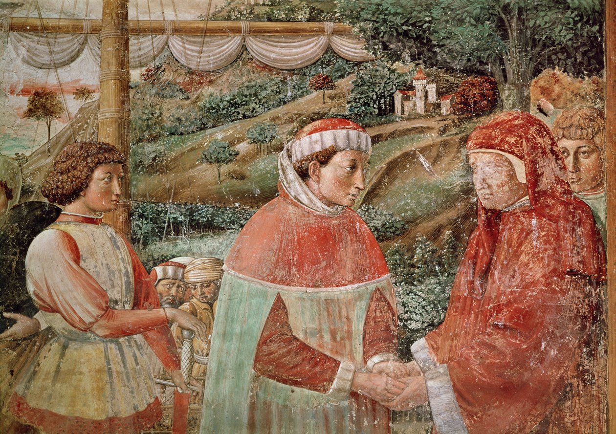 St. Augustine leaving his mother St. Monica and embarking for Italy, from the Life of St. Augustine, 1463-65  by Benozzo di Lese di Sandro Gozzoli