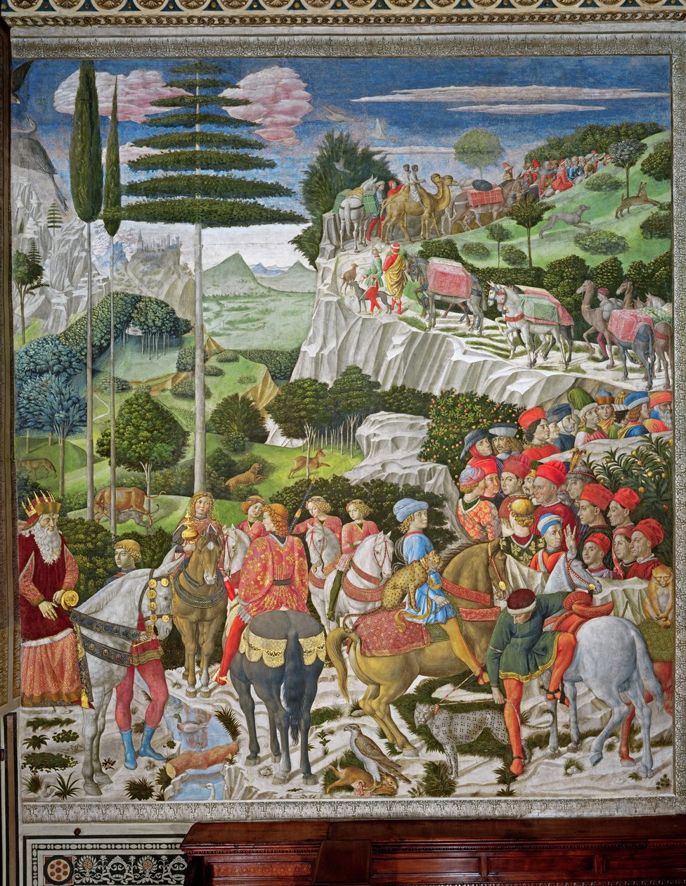 Magi'nin Bethlehem'e Yolculuğu, şapelin sol duvarı, c.1460 by Benozzo di Lese di Sandro Gozzoli