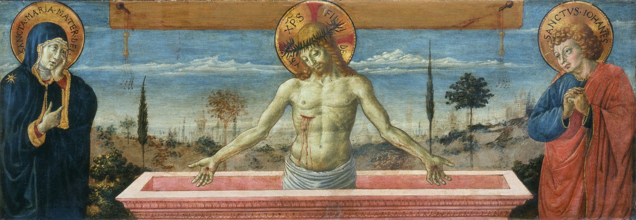 Bakire ve Evangelist Aziz John arasındaki Hüzün Adamı, 1469-1474 . by Benozzo Gozzoli