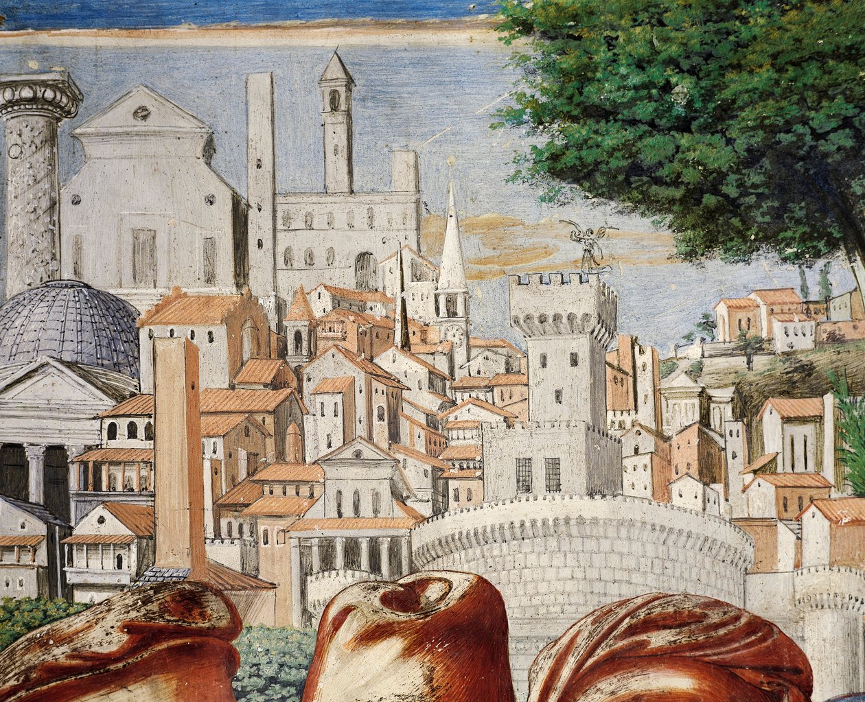 Roma şehrinin mimarisi, St. Augustine Hikayelerinden detay by Benozzo di Lese di Sandro Gozzoli