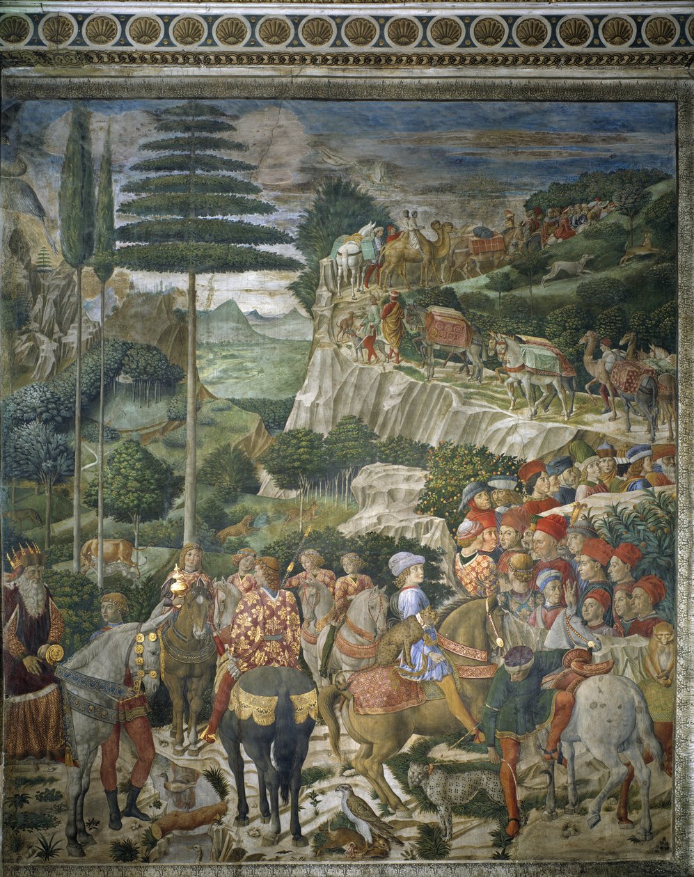 Julien de Medicis ve Konstantinopolis Patriği II. Joseph ile Magi Korteji (fresk) by Benozzo di Lese di Sandro Gozzoli