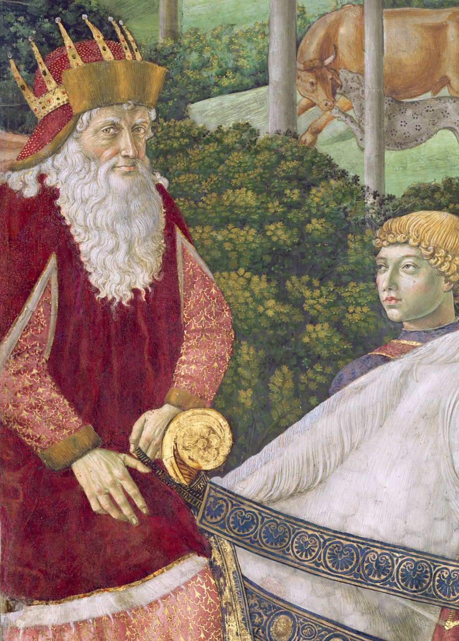 Üç Kraldan biri olarak Konstantinopolis Patriği Giuseppe, şapeldeki Magi döngüsünün Yolculuğu