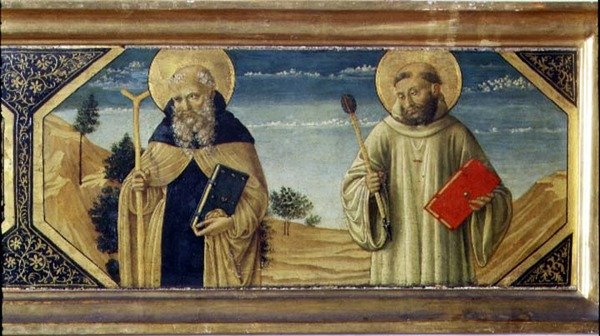 Aziz Anthony Abbot ve Aziz Benedict (panel) (78957) by Benozzo di Lese di Sandro Gozzoli