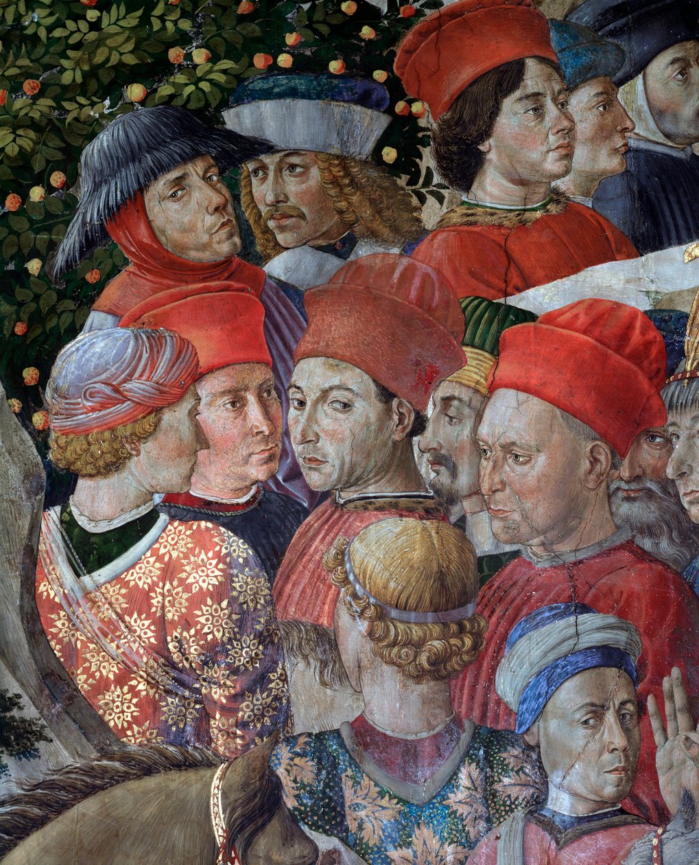 Bethleem “Viaggio dei Magi” veya “Cavalcata dei Magi” (Magi Magi kortejindeki yüzlerin detayı) Benozzo Gozzoli (1420-1497) tarafından fresk by Benozzo di Lese di Sandro Gozzoli