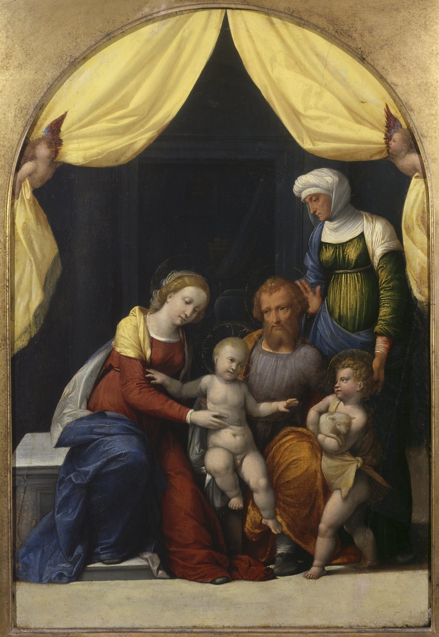 Bebek Aziz John ve Aziz Elizabeth ile Kutsal Aile, c.1520 by Benvenuto Tisi da Garofalo
