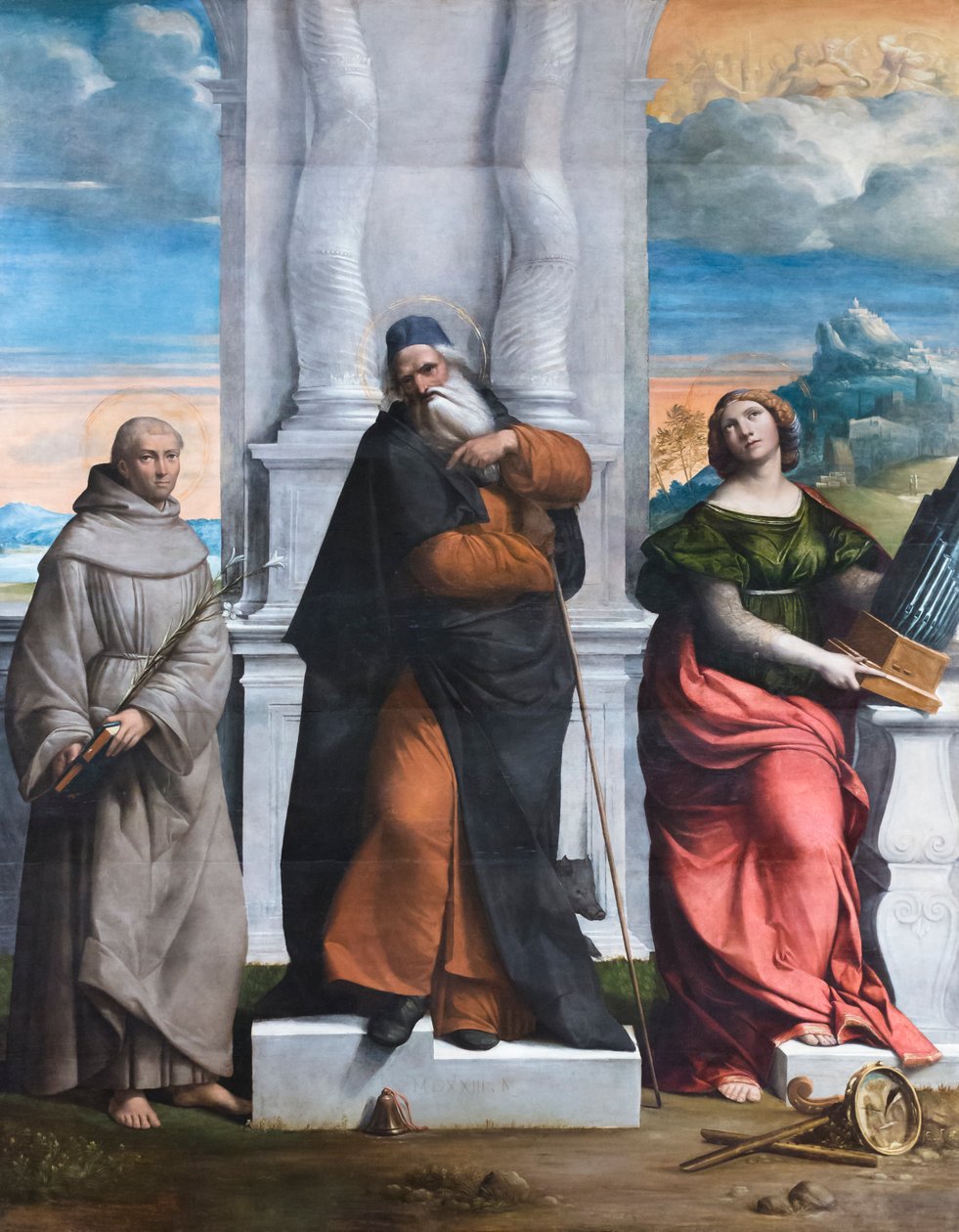 Başrahip Aziz Anthony, Sicilyalı Anthony ve Cecily by Benvenuto Tisi da Garofalo