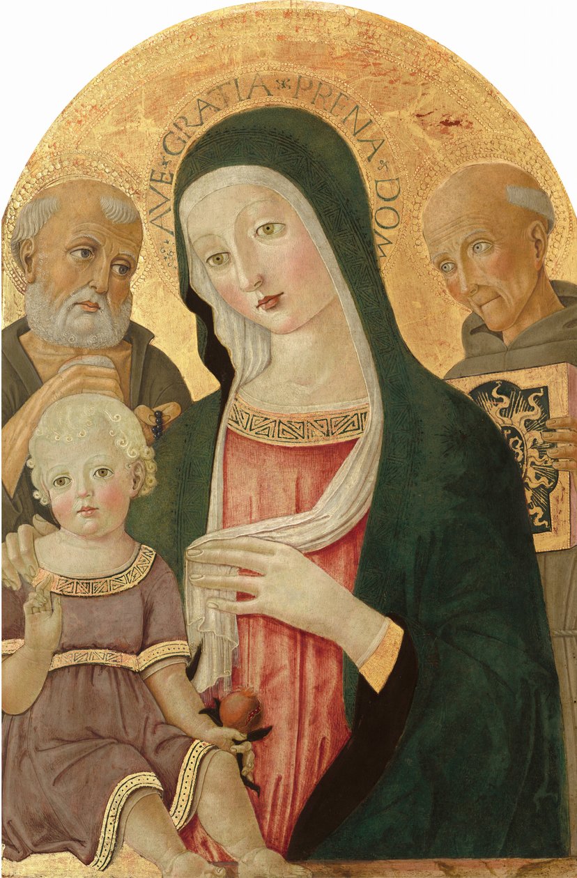 Madonna ve Sienalı Aziz Jerome ve Aziz Bernardino ile Çocuk, c. 1480485. by Benvenuto di Giovanni