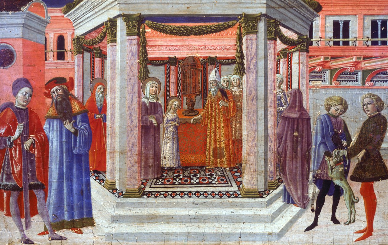 Meryem'in Tapınakta Sunumu, Benvenuto di Giovanni'nin predella detayı (1436-1518) by Benvenuto di Giovanni