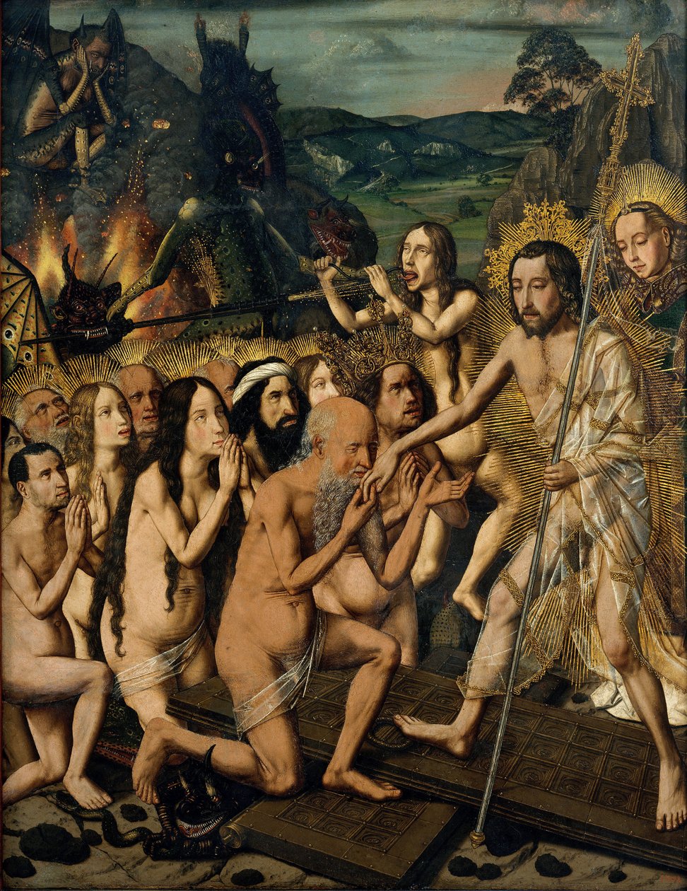 İsa'nın Araf'a İnişi, c.1475 (tahta üzerine yağlı boya) by Bermejo