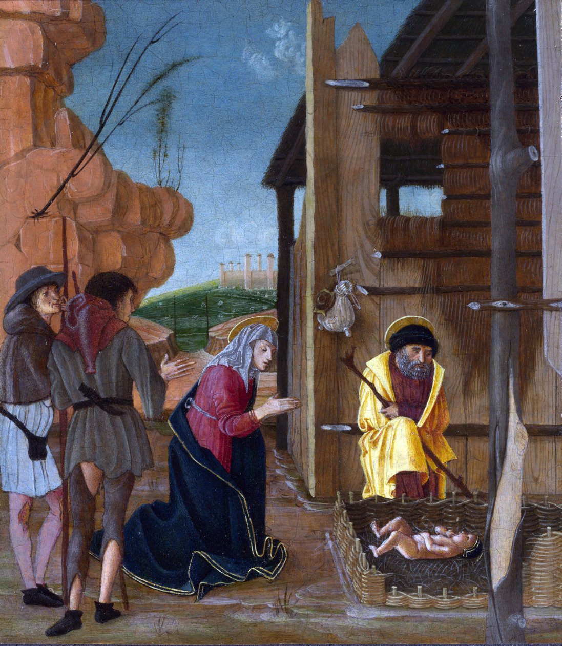 Butinone, Bernardino (aktif 1450-1510) The Adoration of the Shepherds Tempera panel ca 1485 National Gallery, Londra 24,8x21,6 by Bernadino Jacobi Butinone