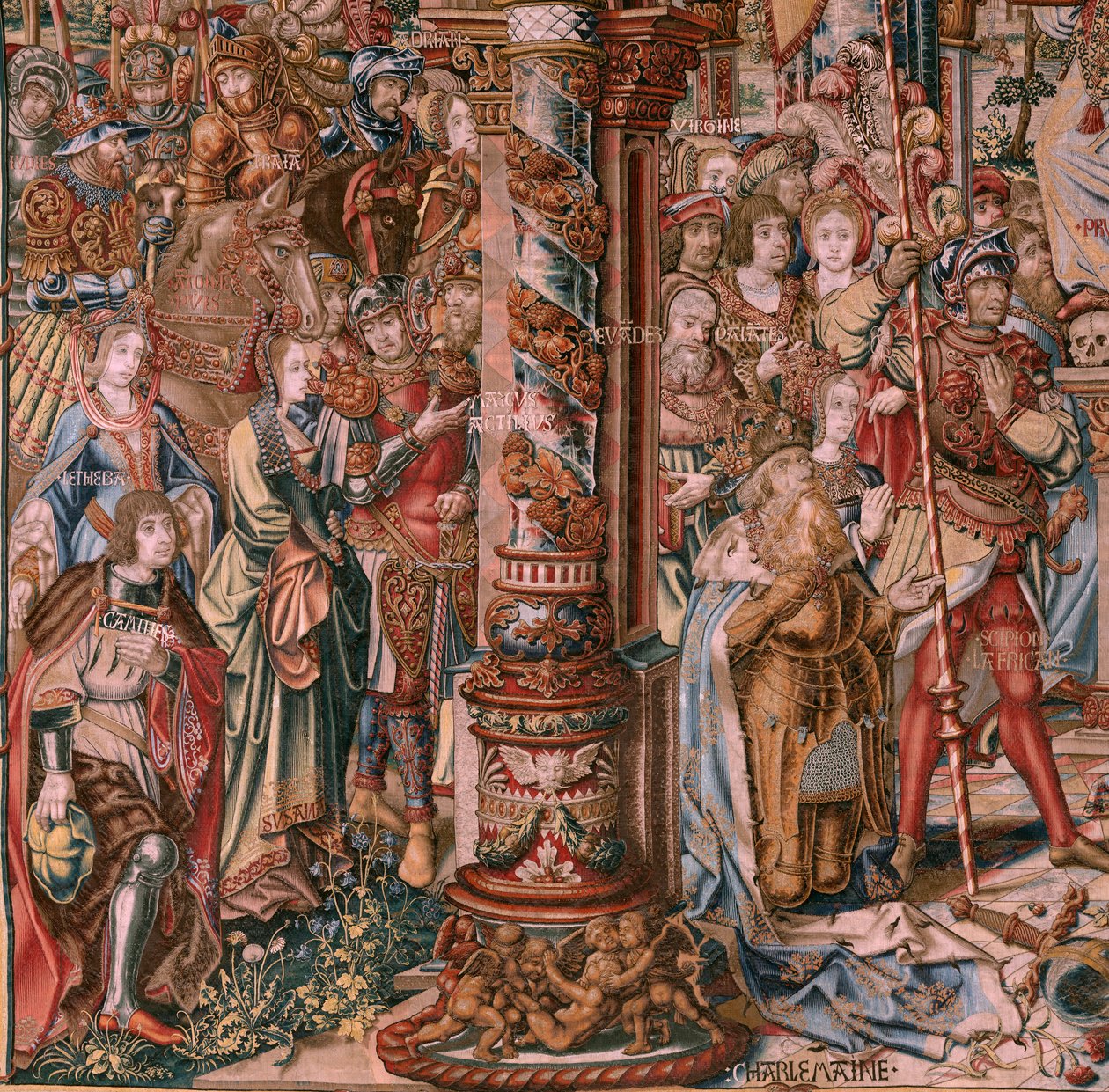 Flaman halısı. Seri Onur. İnanç (La Fe). Serinin ilk halısı. Bernard van Orley ve Jan Gossaert (Mabuse) çevresinden Model Karikatürcüler. Pieter van Aelst, Brüksel imalatı. Ca 1550. Kumaş Altın, gümüş, ipek ve yün. by Bernaert van (circle of) Orley