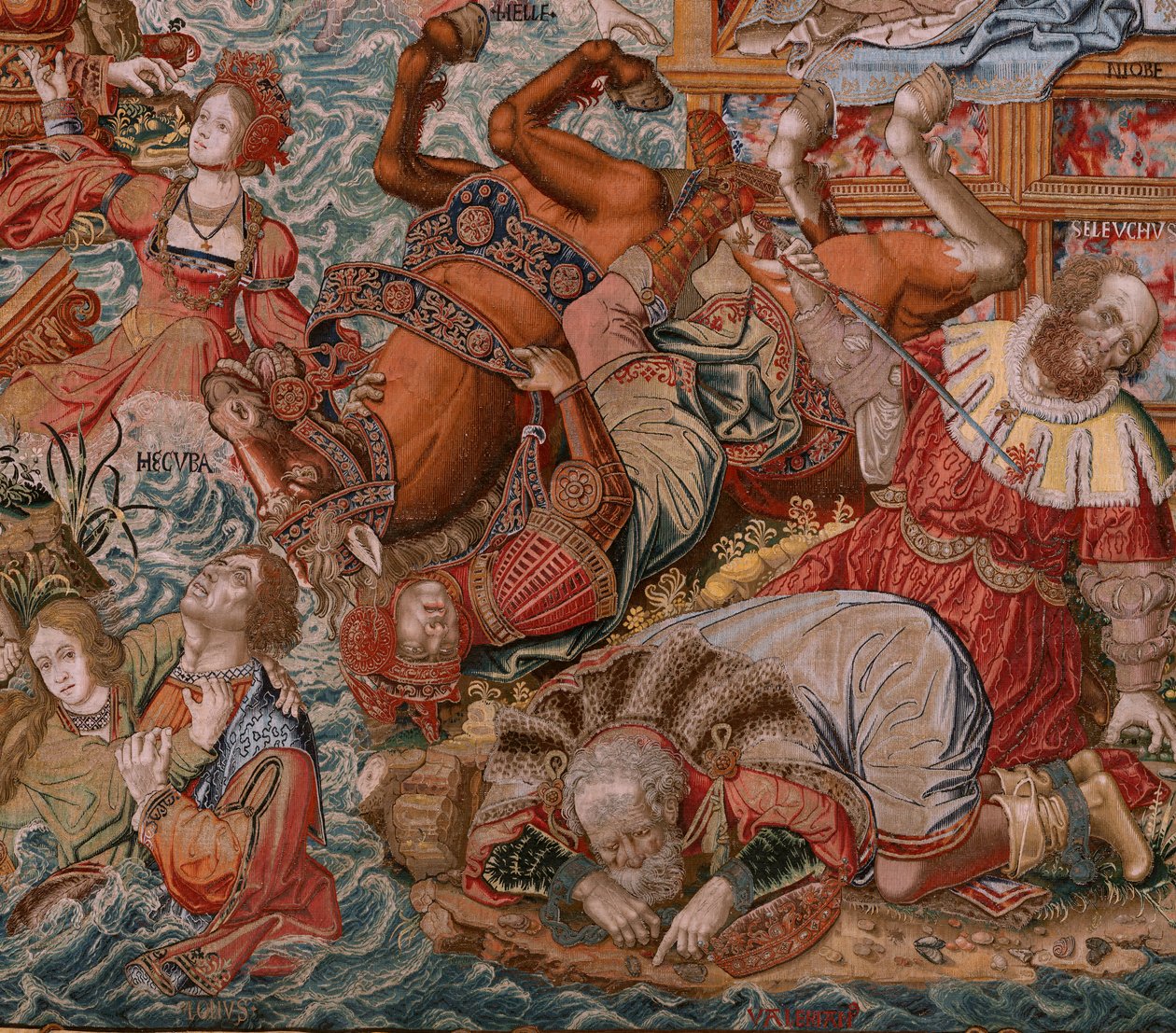 Flaman halısı. Seri Onur. Servet, Başarıya Giden Yol (La Fortuna, Camino de los Honores). Serinin beşinci halısı. Bernard van Orley ve Jan Gossaert de Mabuse çevresinden Model Karikatürcüler. Pieter van Aelst, Brusse imalatı by Bernaert van (circle of) Orley