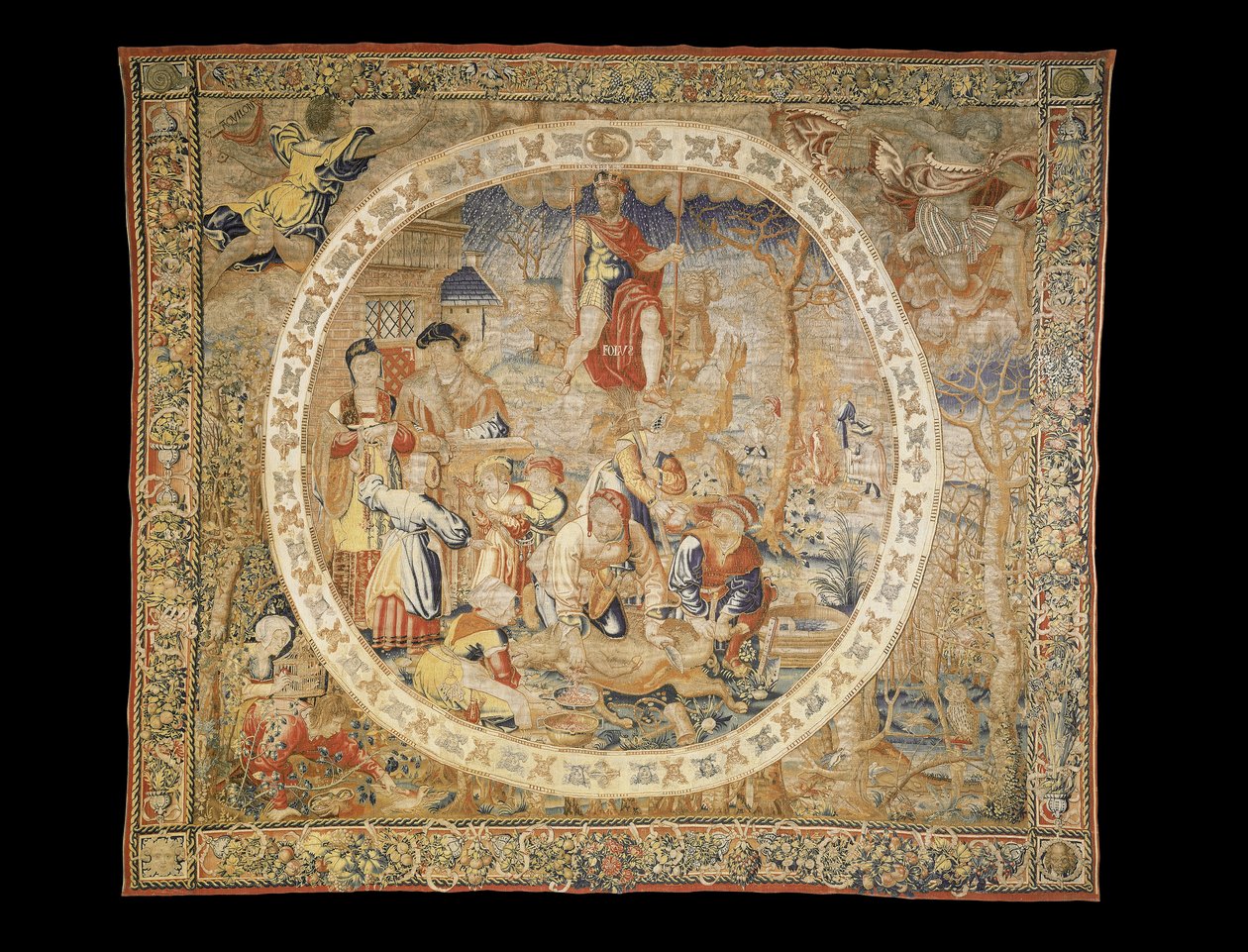 "Madalyon Ayları"ndan Aralık ayını betimleyen Brüksel alegorik duvar halısı, c.1525 by Bernaert van Orley