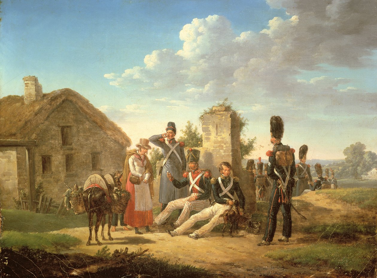 Askerlerle Manzara by Bernard Edouard Swebach
