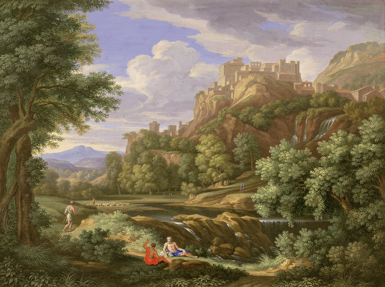 Klasik Manzara, 1717 (vücut rengi ve parşömen üzerine grafit üzerine beyaz sakız) by Bernard Lens