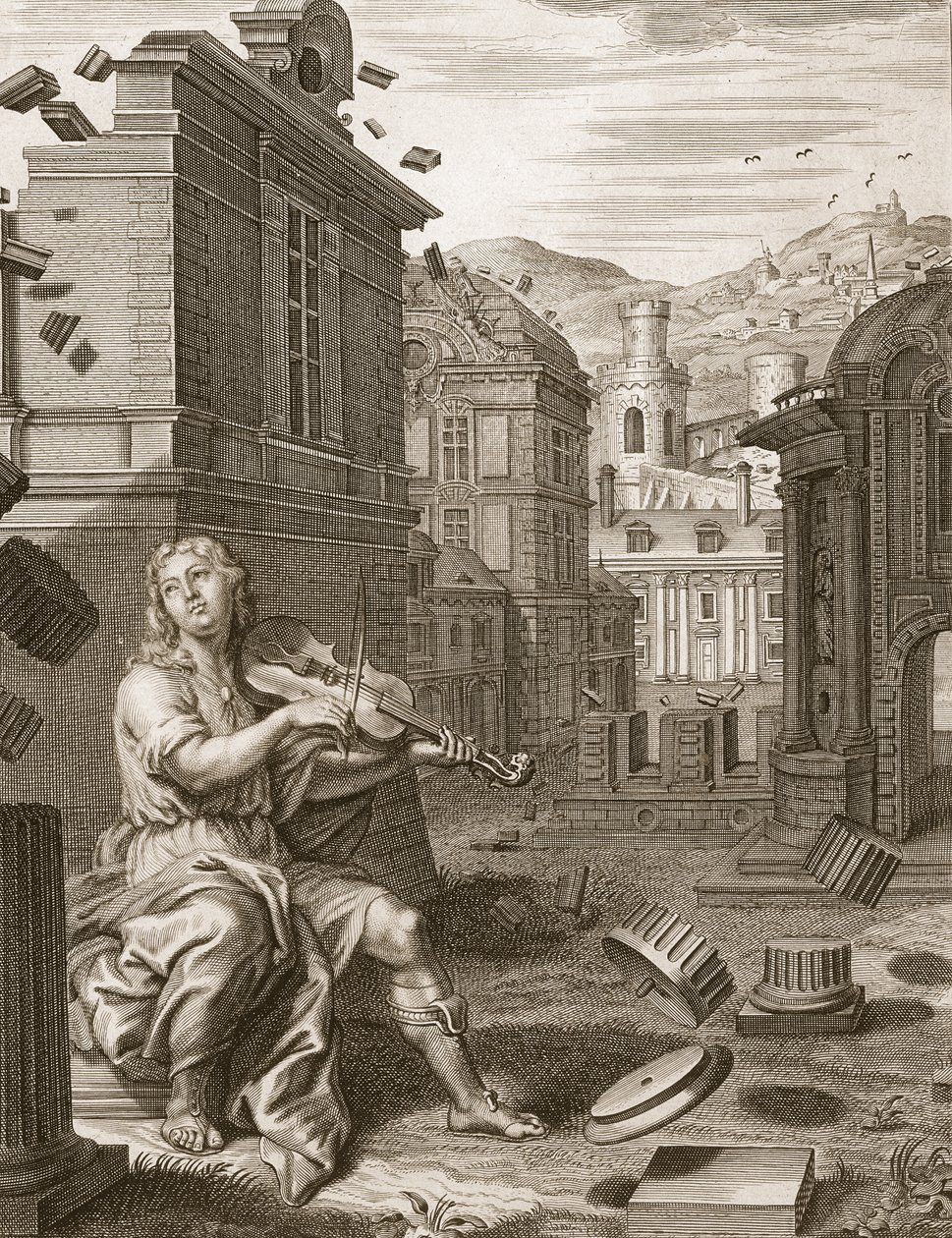 Amphion, Lirinin Müziğiyle Teb Duvarlarını İnşa Eder, 1731 by Bernard Picart