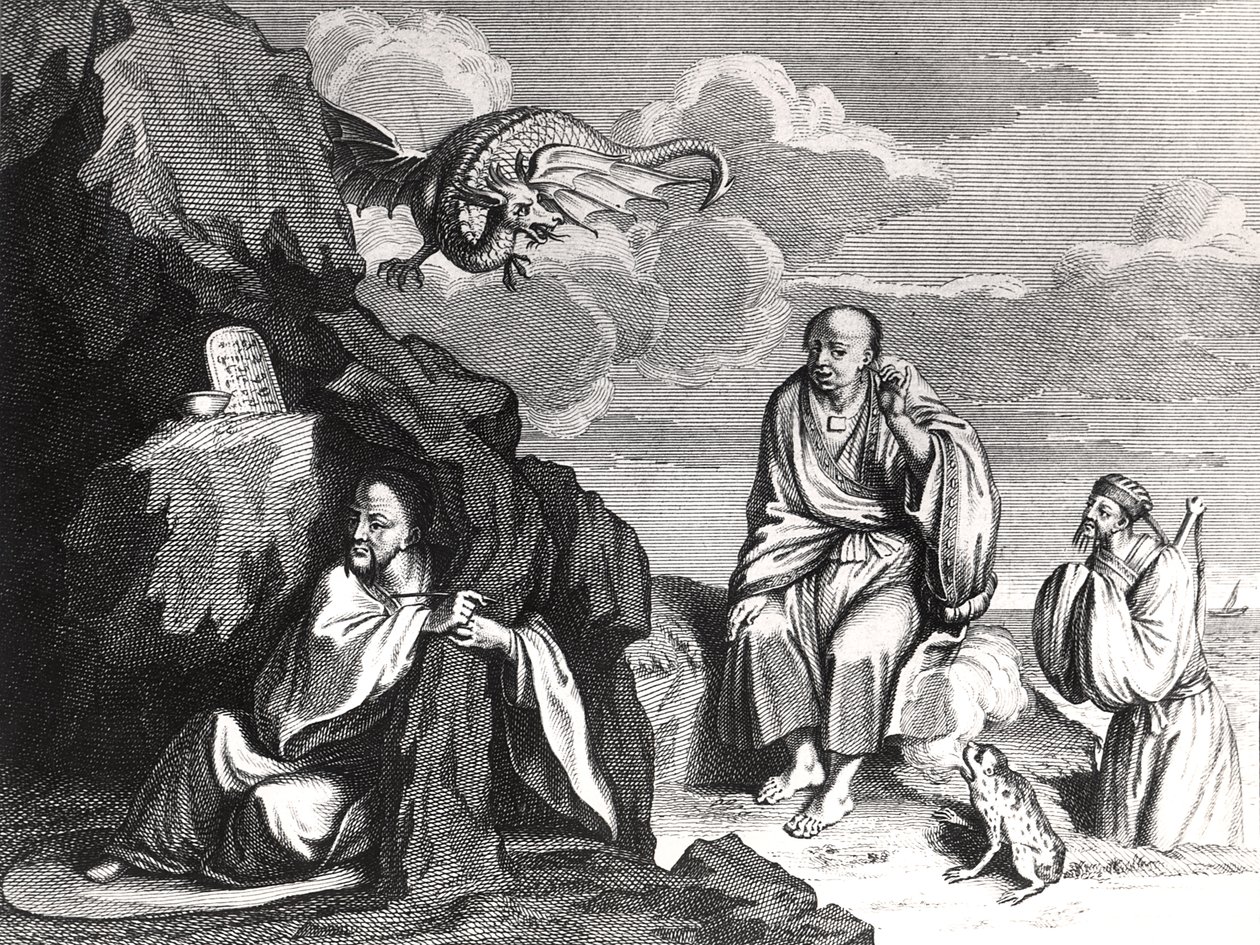 Çinli Sihirbazlar ve Büyücüler, Amsterdam'da yayınlanan 'Ceremonies et Coutumes Religieues des Peuples Idolatres'den bir çizim, 1798 by Bernard Picart