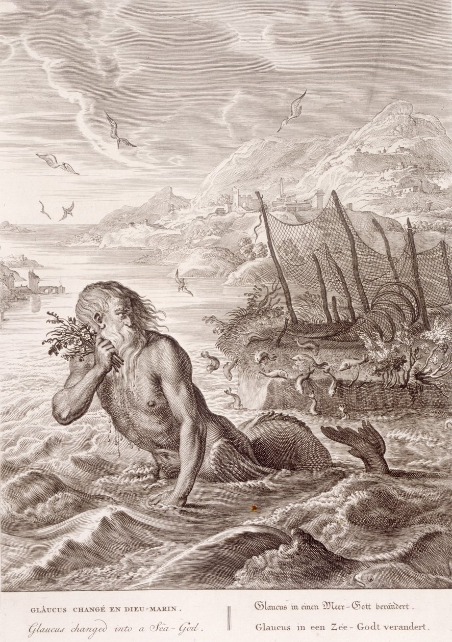 Glaucus Turned into a Sea-God, 1731  by Bernard Picart