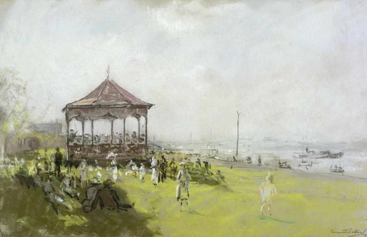 Bir Bando Takımına yakın figürler, 1922 (kağıt üzerinde pastel ve tebeşir) by Bernard Sickert