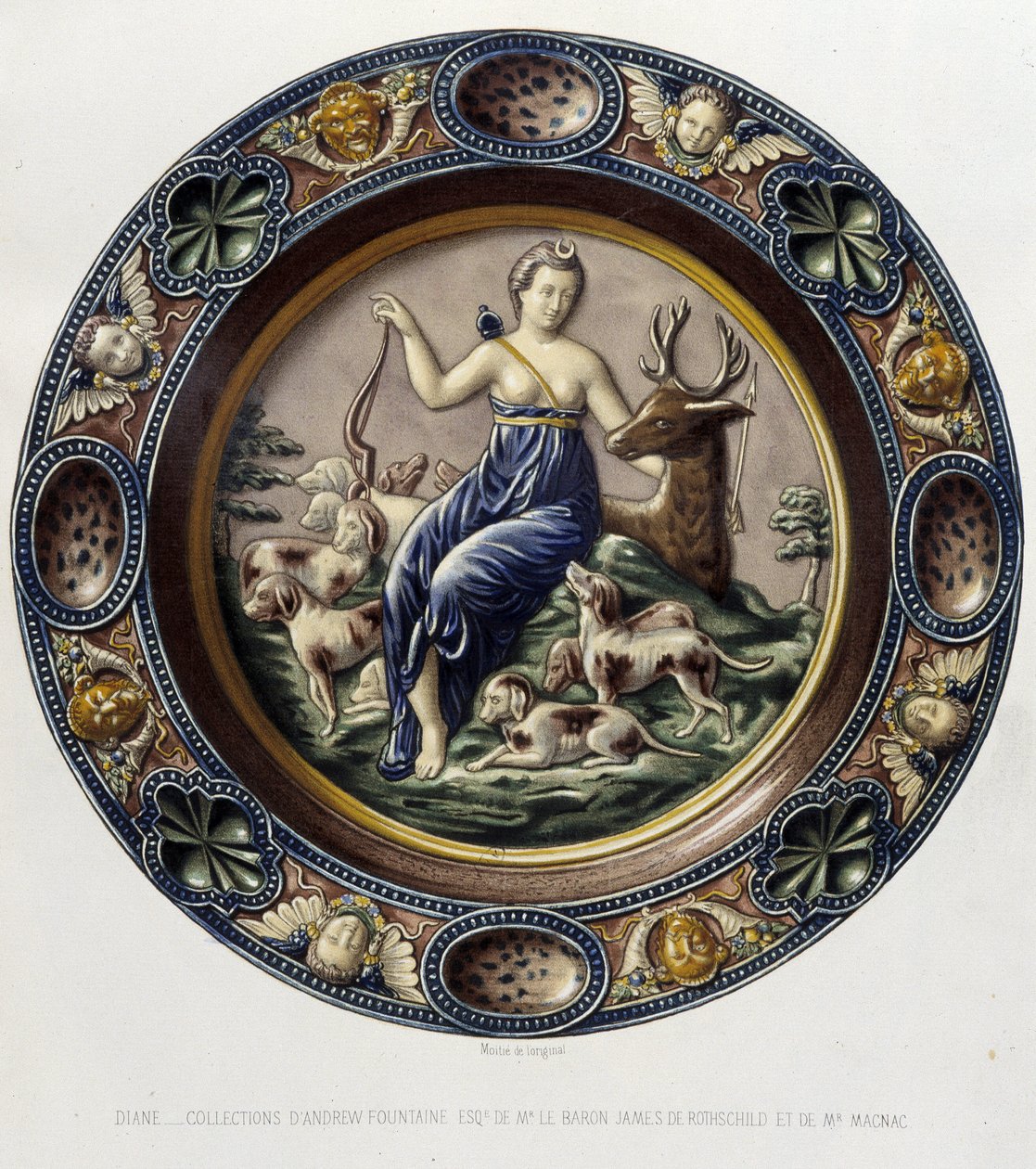 Diane (Artemis) chasseresse - Plat céramique, C. Delange ve C. Borneman, Paris tarafından “Bernard Palissy