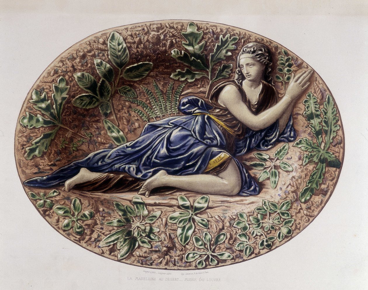 Çölde Madeleine - Seramik tabak, C. Delange ve C. Borneman, Paris tarafından “” Bernard Palissy